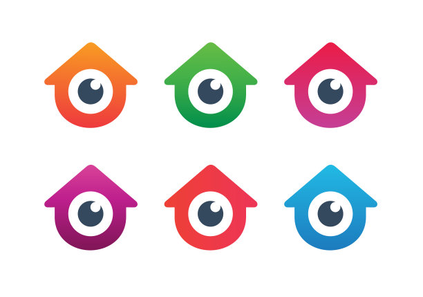 房子和眼睛标志home CAM图标集图片下载