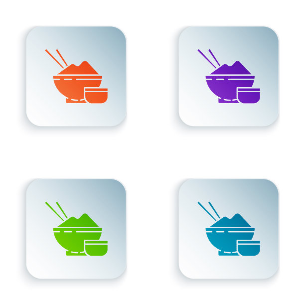 用筷子和酱汁图标给碗里的米饭着色图片下载