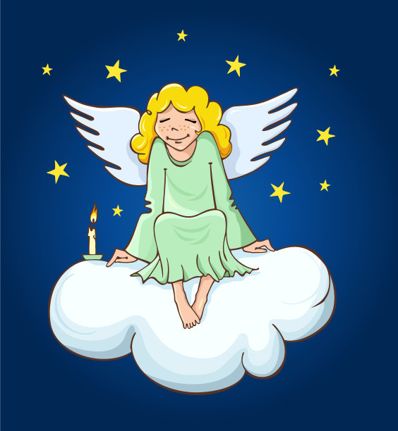 可爱天使快乐天使坐在云端圣诞图片下载