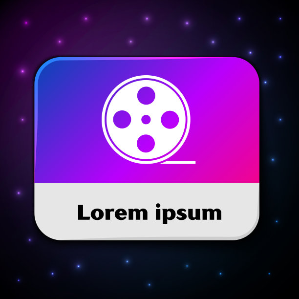 白色胶片卷轴图标孤立在黑色背景上图片下载