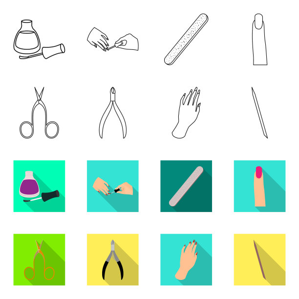 设计美甲和化妆标志套装图片下载