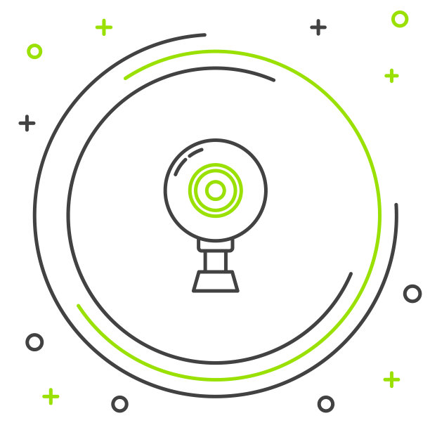 黑线和绿线摄像头图标隔离图片下载