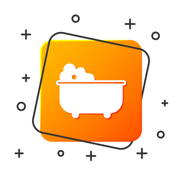 白色浴缸与泡沫气泡内的图标图片下载