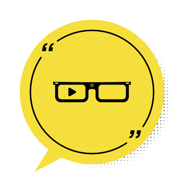 黑色智能眼镜上安装眼镜图标图片下载