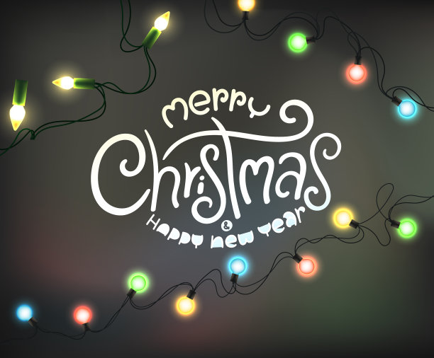 冬天的节日贺卡和发光的灯图片下载