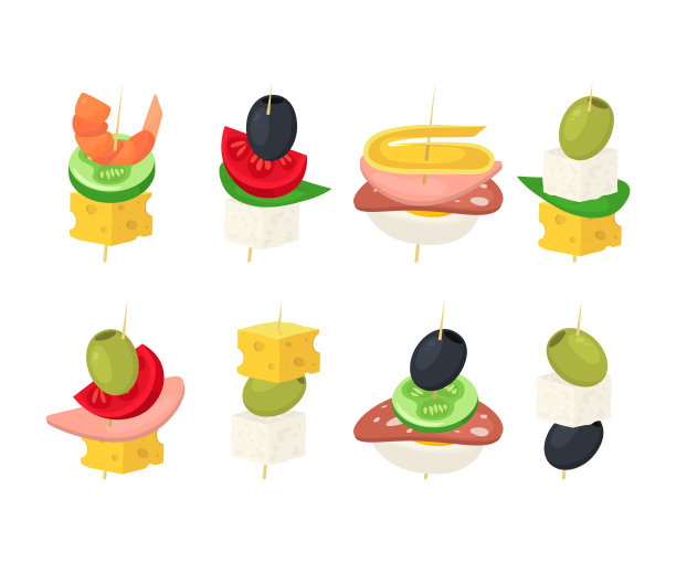 卡通色彩不同的canape图标设置图片下载