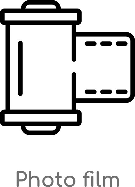 轮廓照片胶片图标孤立黑色简单图片下载