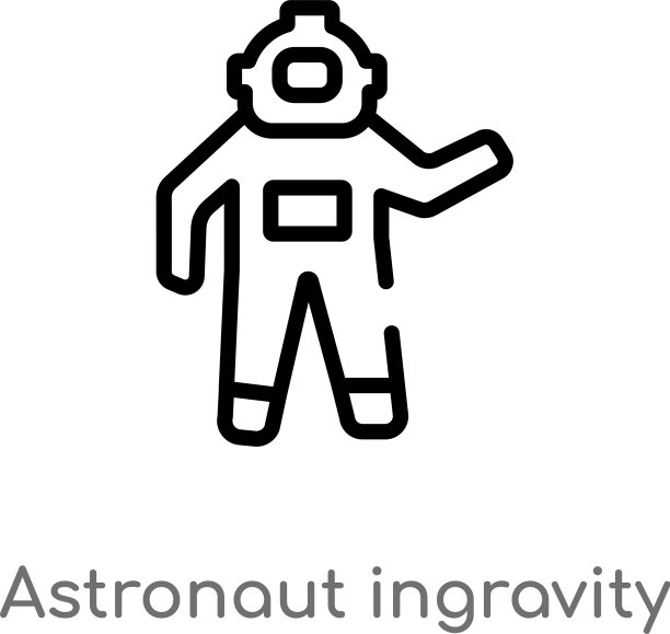 轮廓宇航员失重图标孤立黑色图片下载
