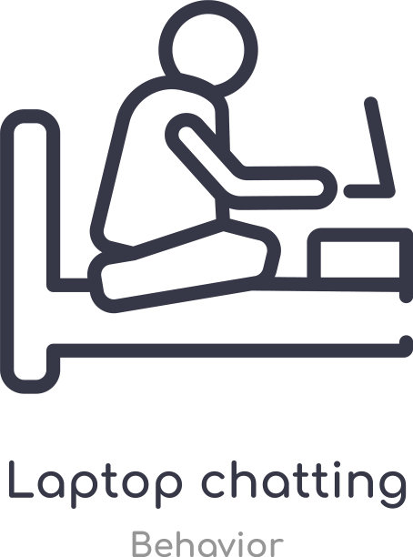 笔记本聊天床上轮廓图标孤立线图片下载