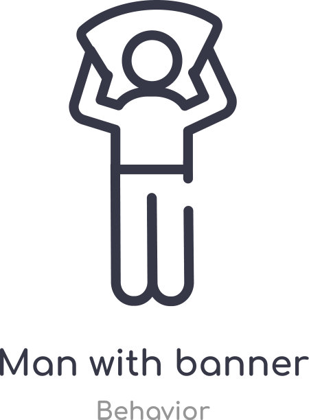 人与横幅轮廓图标隔离线图片下载