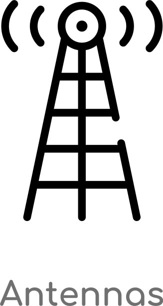 轮廓天线图标孤立黑色简单线图片下载