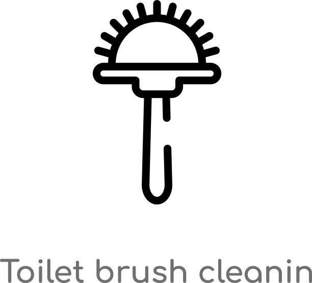 轮廓马桶刷清洁图标孤立黑色图片下载