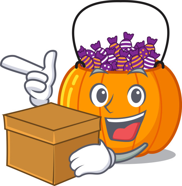 与盒子糖果桶隔离在吉祥物图片下载