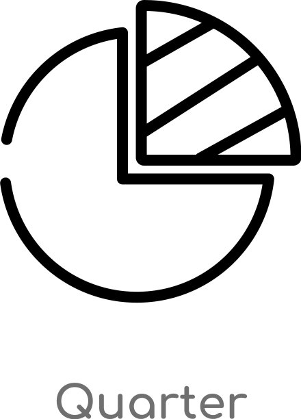 轮廓四分之一图标孤立黑色简单线图片下载