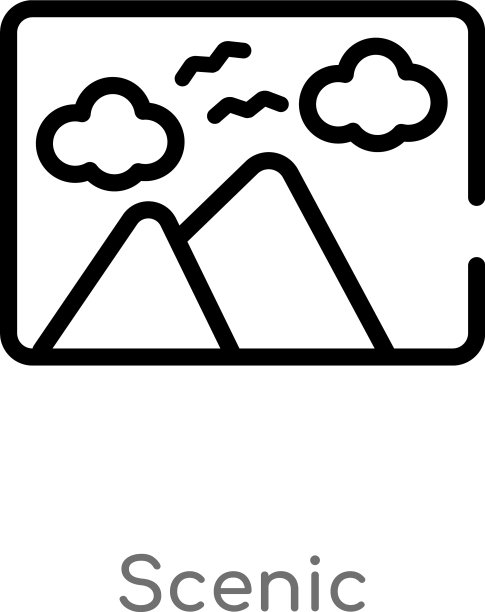 轮廓风景图标孤立黑色简单线条图片下载