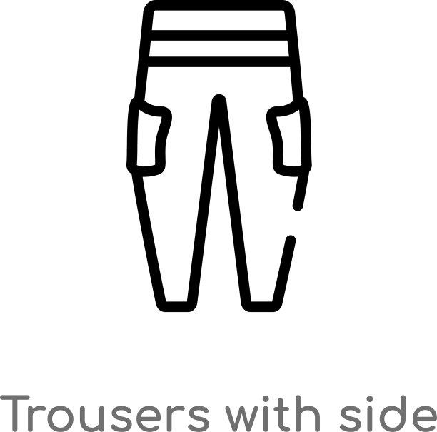 轮廓裤子与侧口袋图标孤立图片下载
