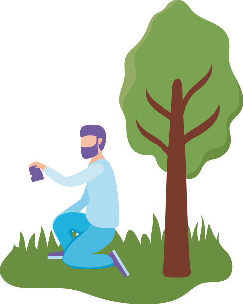 草地上的年轻人图片下载