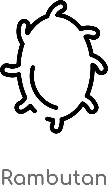 轮廓红毛丹图标孤立黑色简单线图片下载