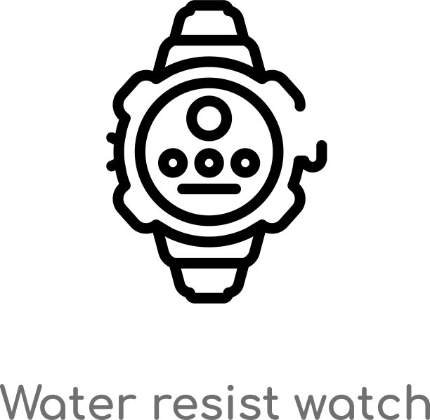 轮廓防水手表图标孤立黑色图片下载
