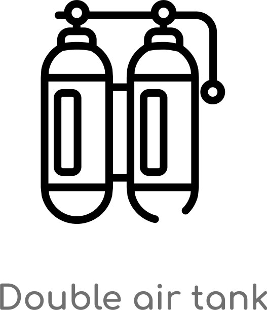 轮廓双空气罐图标孤立黑色图片下载