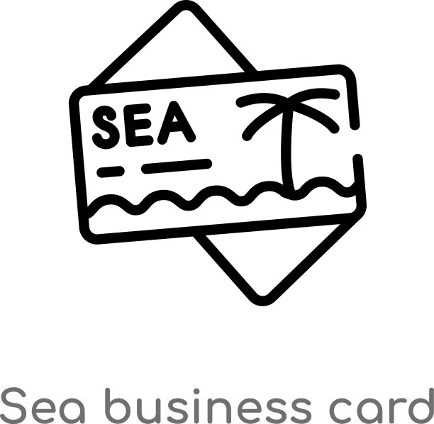 轮廓海名片图标孤立黑色图片下载