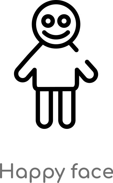 轮廓快乐的脸图标孤立黑色简单图片下载