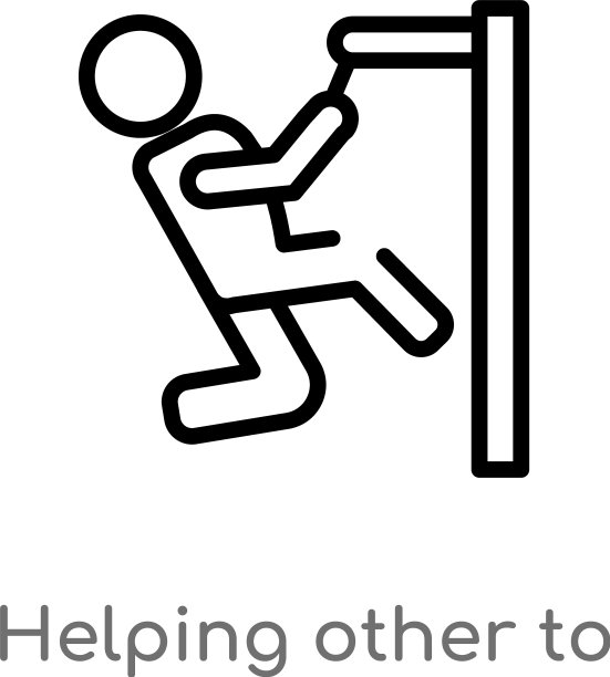 帮助他人跳跃轮廓图标孤立黑色图片下载