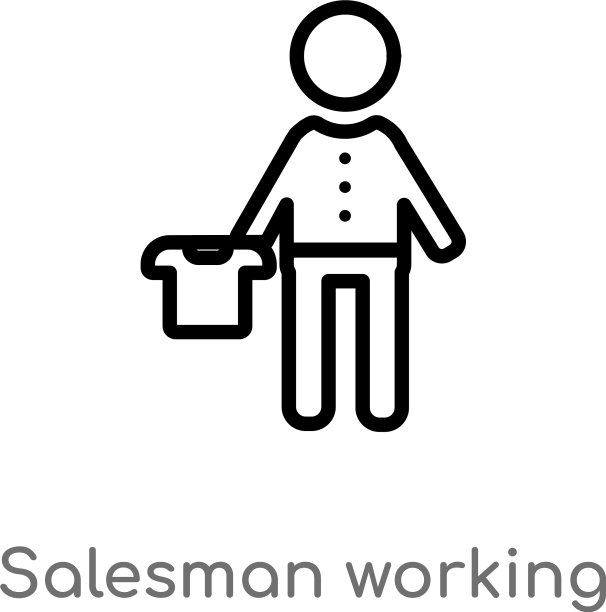 轮廓销售员工作图标孤立黑色图片下载