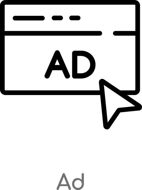 轮廓AD图标孤立黑色简单线图片下载