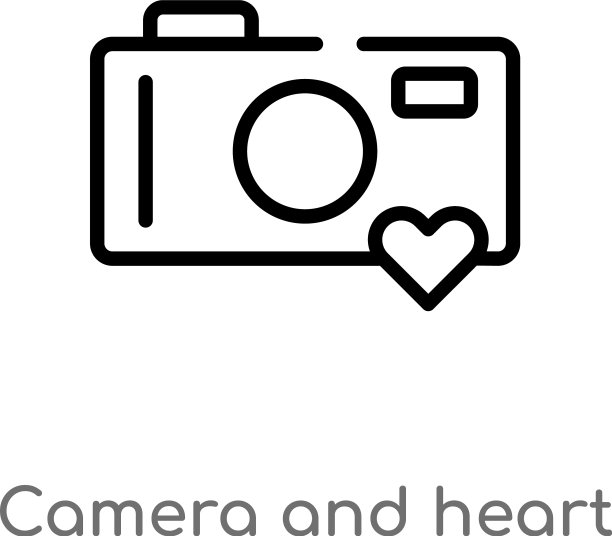 轮廓相机和心形图片图标隔离图片下载