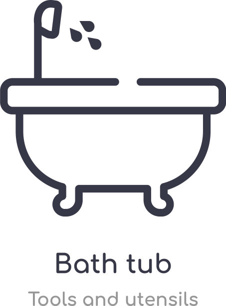 浴缸轮廓图标隔离线从工具图片下载