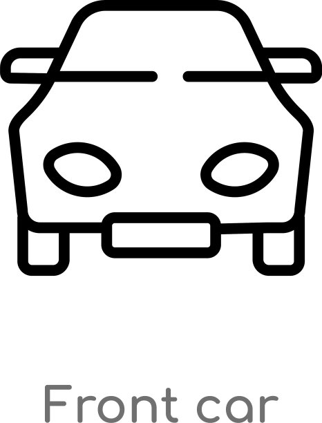 轮廓前车图标孤立黑色简单线条图片下载