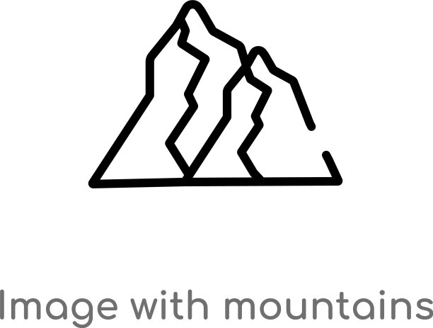 轮廓图像与山图标孤立的黑色图片下载