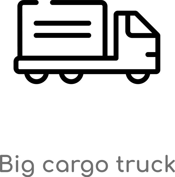 轮廓大卡车图标孤立黑色图片下载