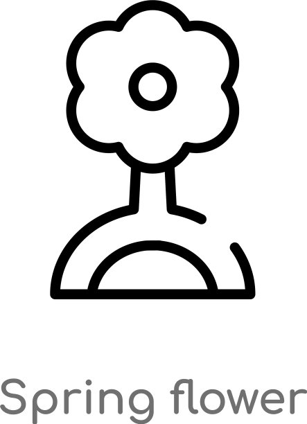 轮廓春天花图标孤立黑色简单图片下载