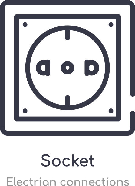 插座轮廓图标从电气隔离线图片下载