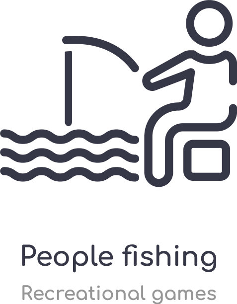 人们钓鱼轮廓图标孤立线图片下载