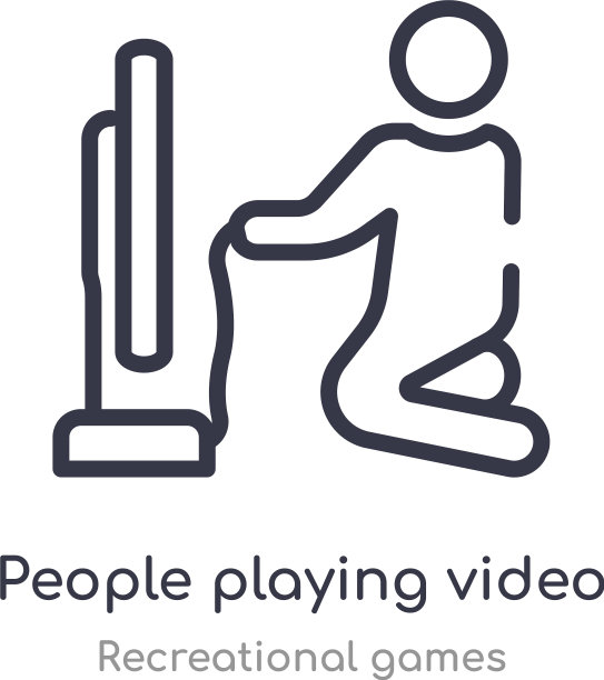 人们玩电子游戏的大纲图标孤立图片下载