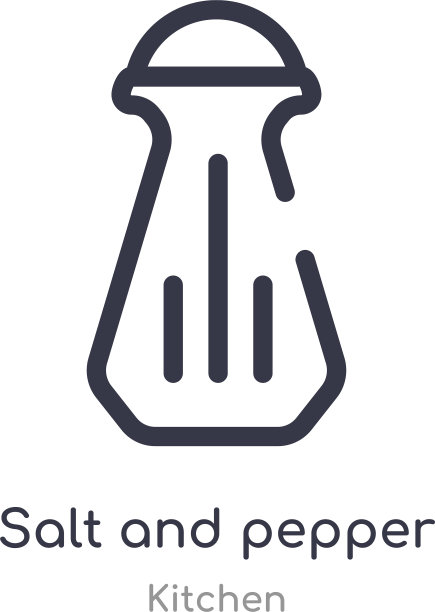 盐和胡椒的轮廓线隔离图标图片下载