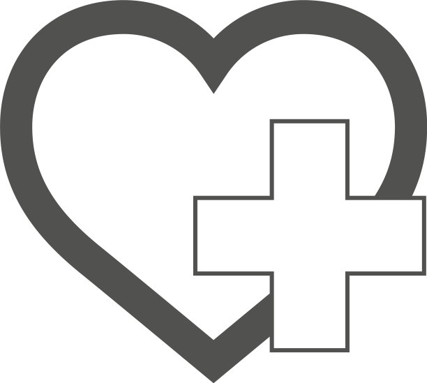 医疗保健图标：十字与心脏医疗符号图片下载