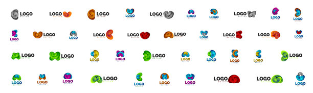 Mega set抽象圆形标志模板图片下载