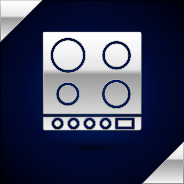 银色煤气炉图标孤立在深蓝色图片下载