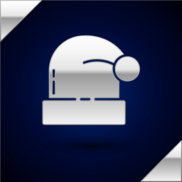 银色圣诞老人帽上孤立的图标图片下载