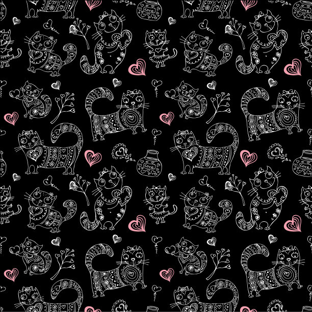 无缝图案与不同的可爱动物图片下载