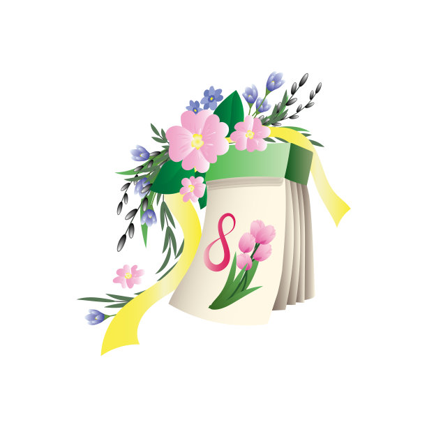 3月8日的折叠日历和鲜花图片下载