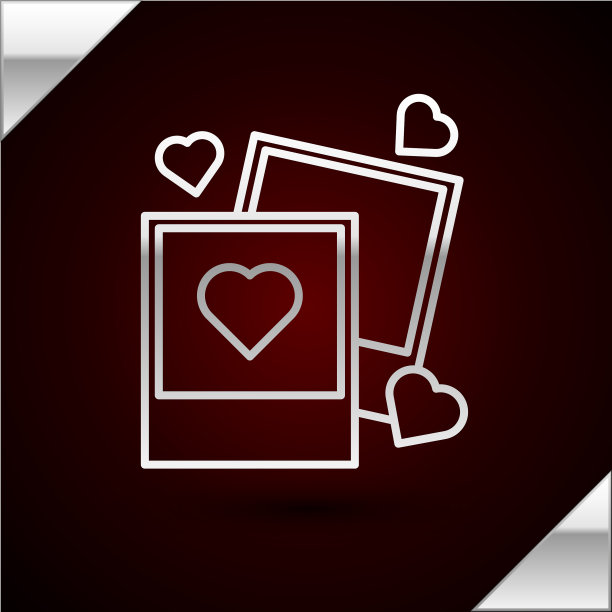 银线两空白相框和心图片下载