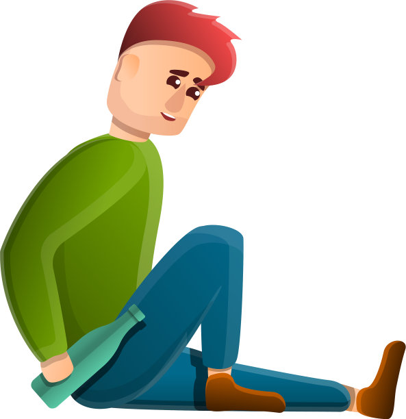 酗酒成瘾图标卡通风格图片下载