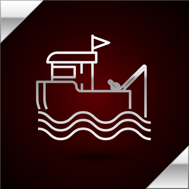 银线渔船与鱼竿在水上图片下载