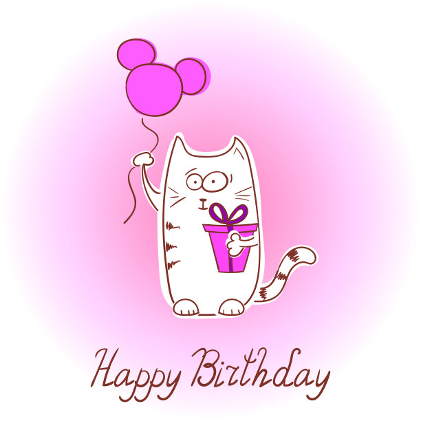 生日贺卡和卡通猫图片下载