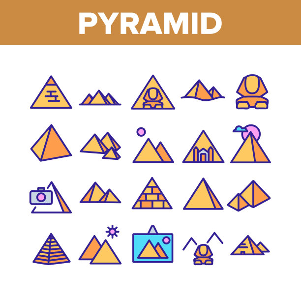 金字塔吸引收集图标集图片下载
